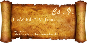 Csákó Vilmos névjegykártya